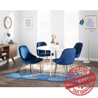 Lumisource DC-MARCL AU+NB2 Marcel Contemporary Dining Chair with Gold Frame and Blue Velvet Fabric - Set of 2